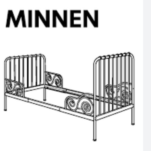 Minnnen IKEA bed used, black, extendable with mattress