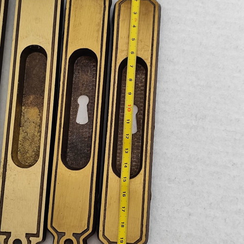 Vintage brass sliding door pocket handles used, set