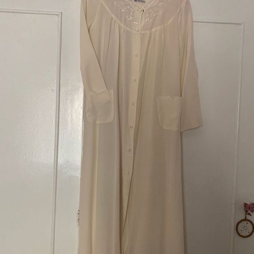 Silk bridal nightgown and robe set, handmade, beige