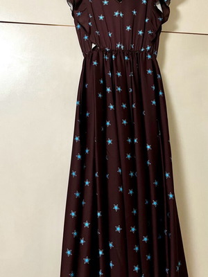 Dress with stars like new, brown and turquoise with ruffles