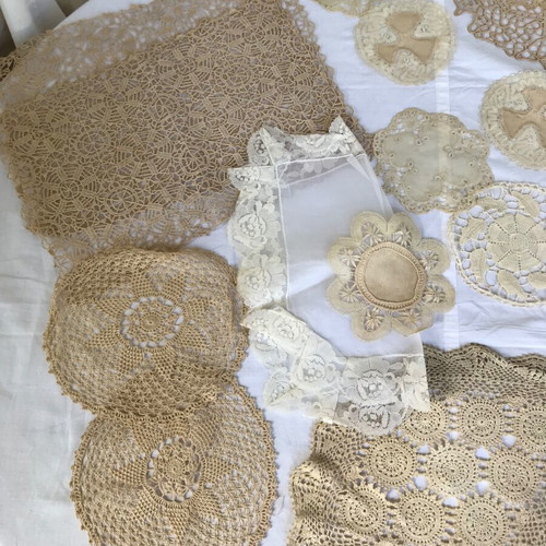 Set of handmade embroidery used, antique