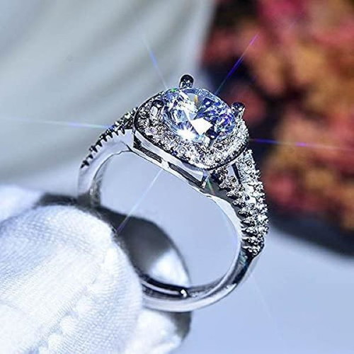 Women's ring new with white zirconia and silver plating