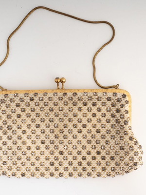 Evening clutch bag used, 1950s rhinestone sparkling vintage