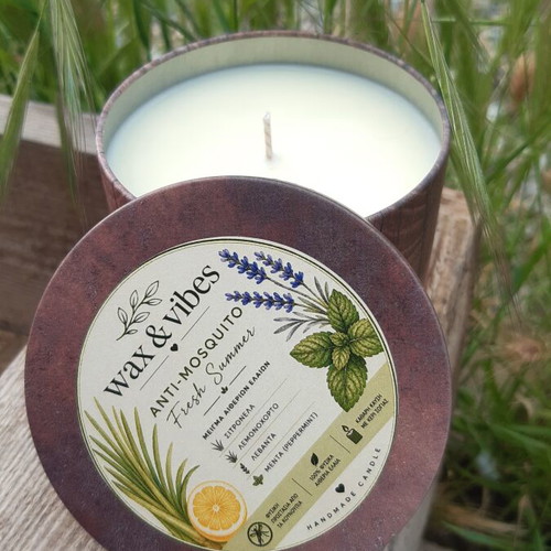 Handmade anti-mosquito candle in metal tin like new