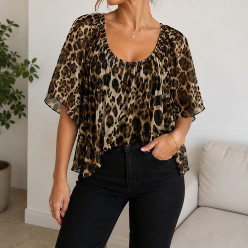 Leopard Print Blouse Zic Zac like new, lightweight, one size