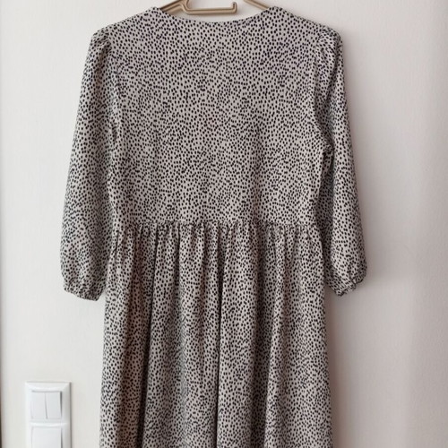 Pepco Mini Babydoll Dress XS, beige with black dots