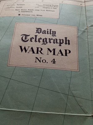 War map of Scandinavia 1940 used, English edition
