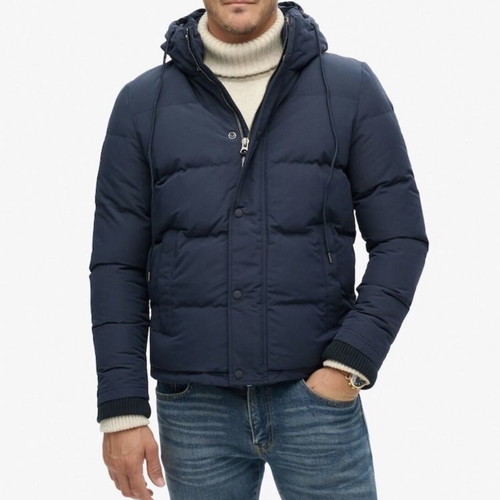 Superdry Everest Short Hooded Puffer Jacket new, men's winter blue L