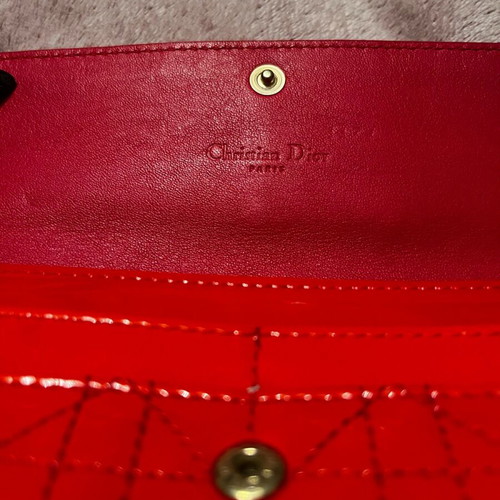 Lady Dior red patent leather wallet like new