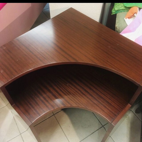 Corner furniture used, solid walnut wood, broken glass surface