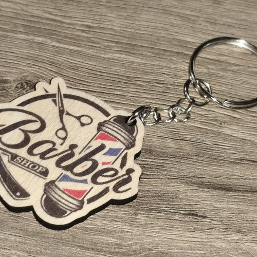 Barber Shop wooden keychain new, print and cut design