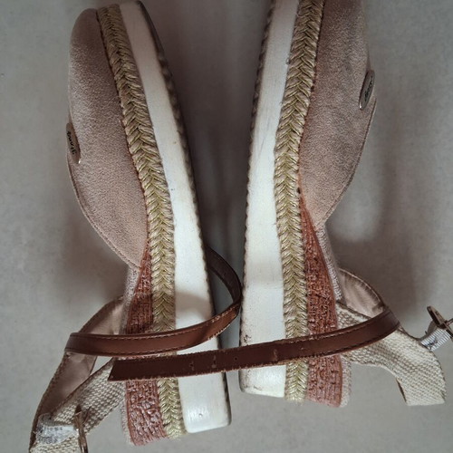 Espadrilles beige with brown strap like new, size 36