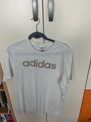 Adidas Text T Shirt like new, size L, white and beige