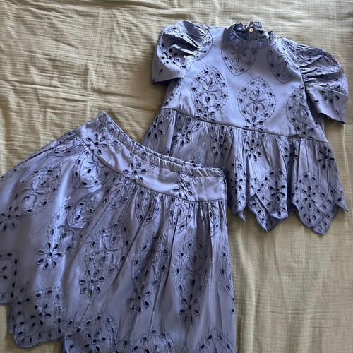 Blue lace skirt and top set like new, size small