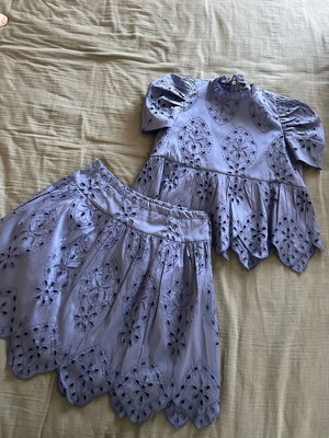 Blue lace skirt and top set like new, size small