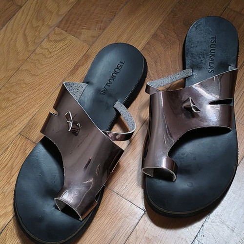 Tsoukalas Shoes handmade women's sandals bronze color size 41 like new