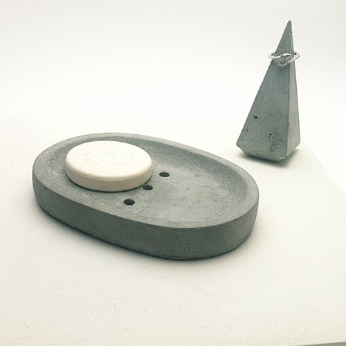 Handmade concrete soap dish, minimal aesthetic