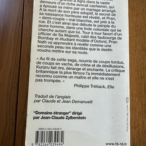 L'Illusionniste book by Hari Kunzru, French pocket edition 10/18