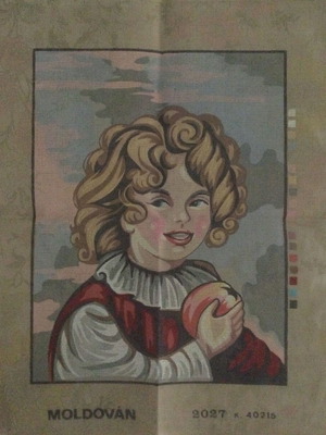 Vintage Moldován Gobelin Canvas "The Boy with the Apple" new