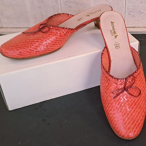 Boxer leather women's mules, red, size 41