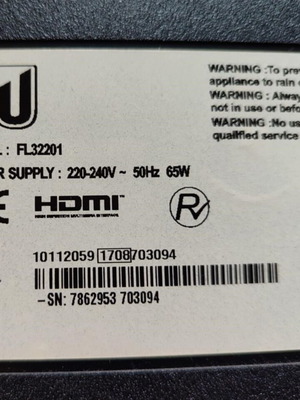 Τηλεόραση F&U 32” μεταχειρισμένη, με ενσωματωμένο δέκτη και νέο τηλεκοντρόλ