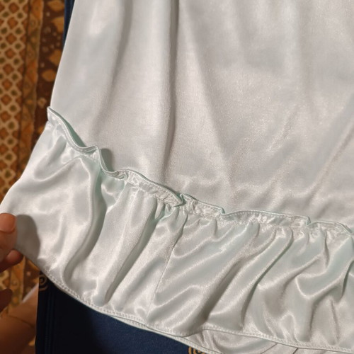 Vintage bridal nightgown new, turquoise satin jersey fabric