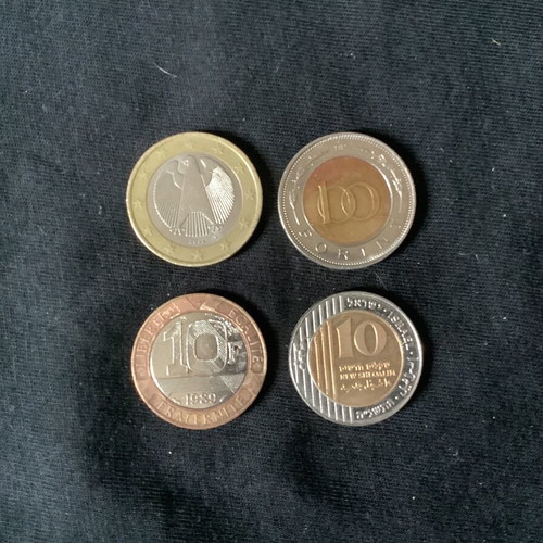 Bimetallic coins used, pack of 12 from around the world