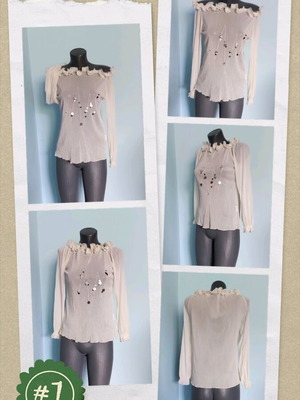 Mesh Decorated Blouse with Open Shoulders, Like New, Sizes M-3XL