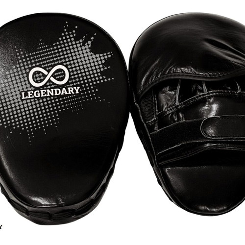 Legendary curved boxing targets black leather premium