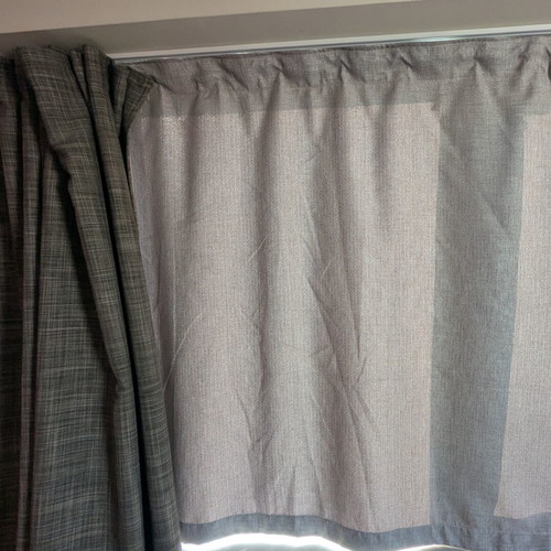 Grey blackout curtains set, double with inner and outer panels
