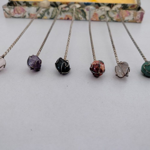 Werner Rupp metal spoons set of 6 used with semi-precious stones