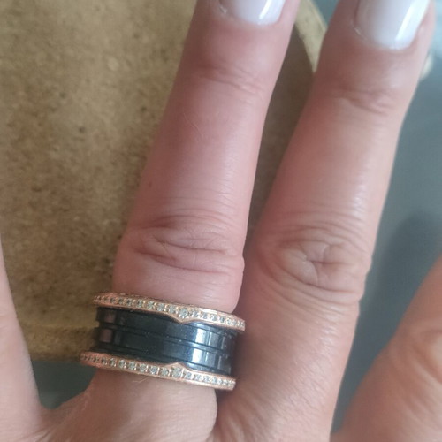 Ring made of steel with 750 gold plating, pink gold