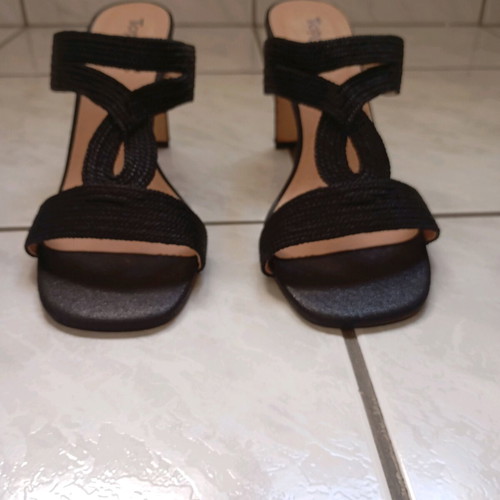 Black mules new with thick square heel 10cm, size 39