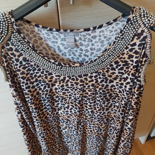 C.Oliver leopard print blouse with studs XL new