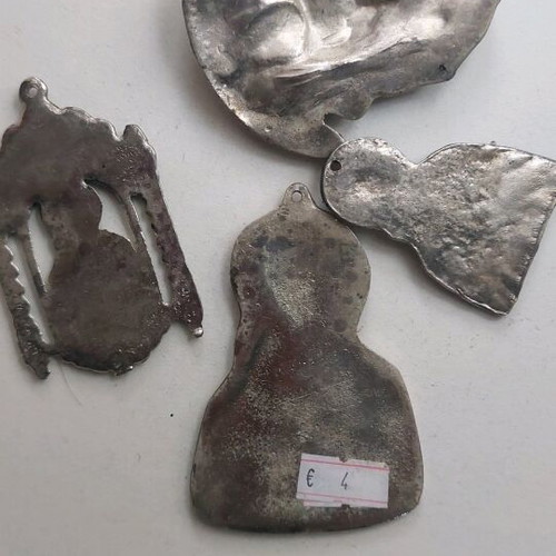 Religious relics collection like new, 4 metal embossed icons