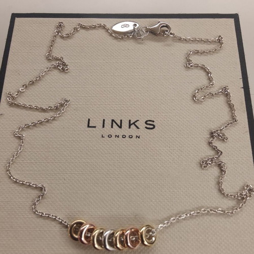 Links of London Mini Sweetie Necklace, Sterling Silver and 18kt Gold Vermeil