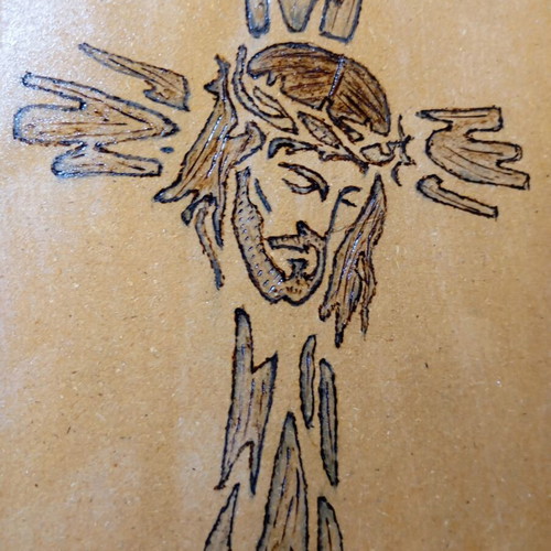 Handmade pyrography on wood, new