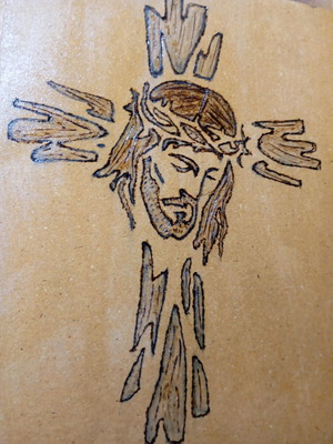 Handmade pyrography on wood, new