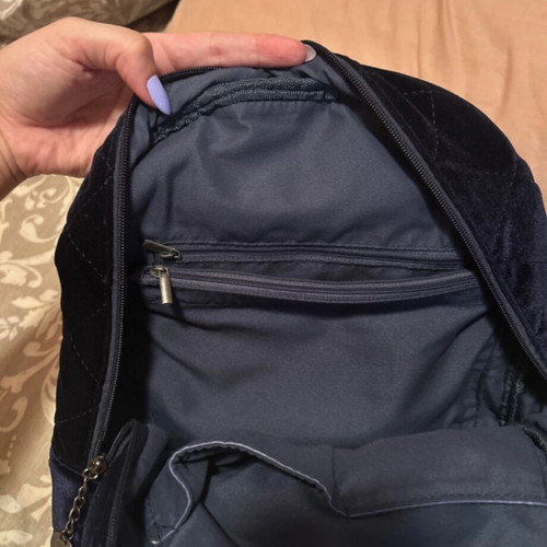Bagpack velvet dark blue, like new