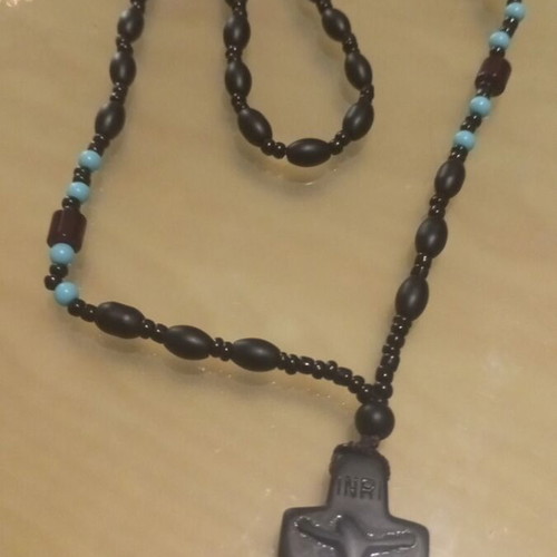 Men's black cross made of natural stone like new