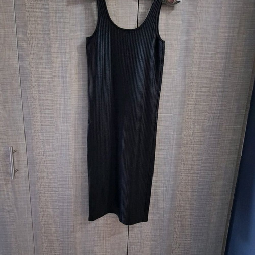 Midi pencil dress Zara elastic leather like new, black with open back