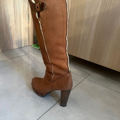 Fur boots used, Italian, beige, size 39