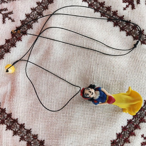 Long Snow White Necklace made of polymer clay custom made