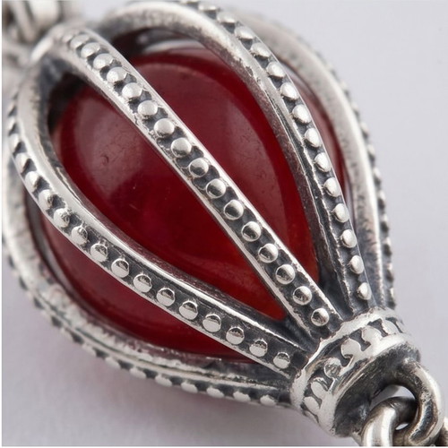 Charm Hot Air Balloon Murano Silver S925 new, red glass