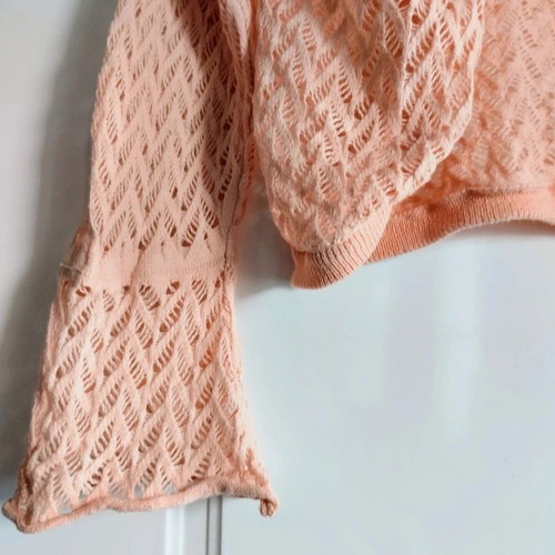H&M girl's knitted bolero salmon pink boho style like new