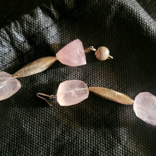 Pink Quartz Necklace in 925 Silver like new