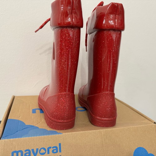 Mayoral children's red glitter rain boots like new, size 34