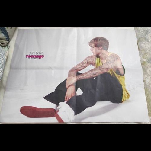 Double-sided poster with Justin Bieber and Billie Eilish like new