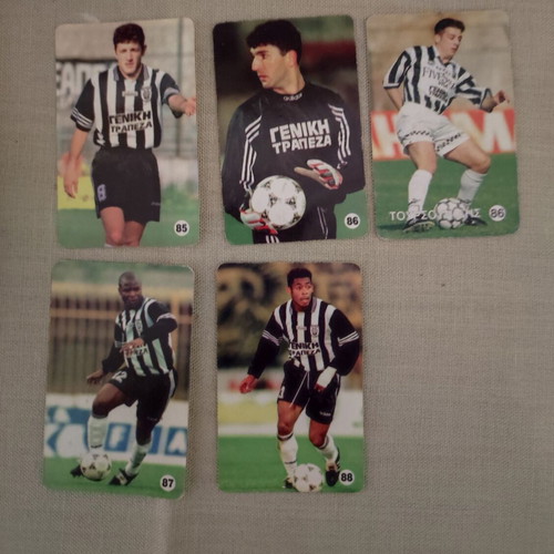 PAOK Rainbow football cards used, set of 5 from 98/99 collection