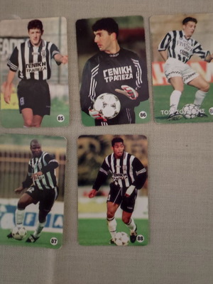 PAOK Rainbow football cards used, set of 5 from 98/99 collection